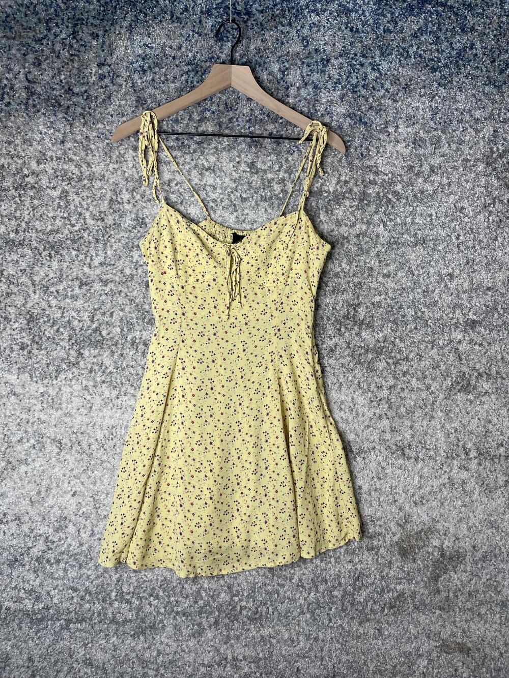 Blue Life Dress Womens Small Floral Smocked Mini Tie Strap Boho Summer Festival